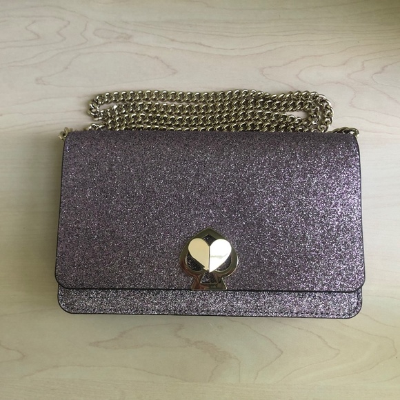 New Kate Spade Lilac Shimmer Crossbody Bag w/ Heart Closure & Kate Spade Clutch